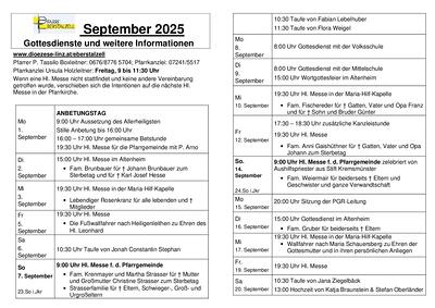 Monatsplan September 2025